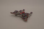 Vintage Red rhinestones filigree butterfly brooch