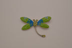Vintage Green Blue enameled dragonfly brooch