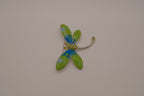 Vintage Green Blue enameled dragonfly brooch