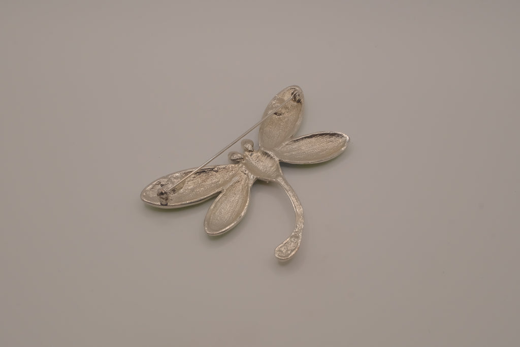 Vintage Green Blue enameled dragonfly brooch