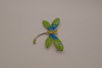 Vintage Green Blue enameled dragonfly brooch