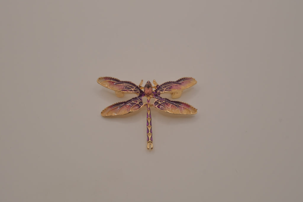 Purple enamel dragonfly brooch