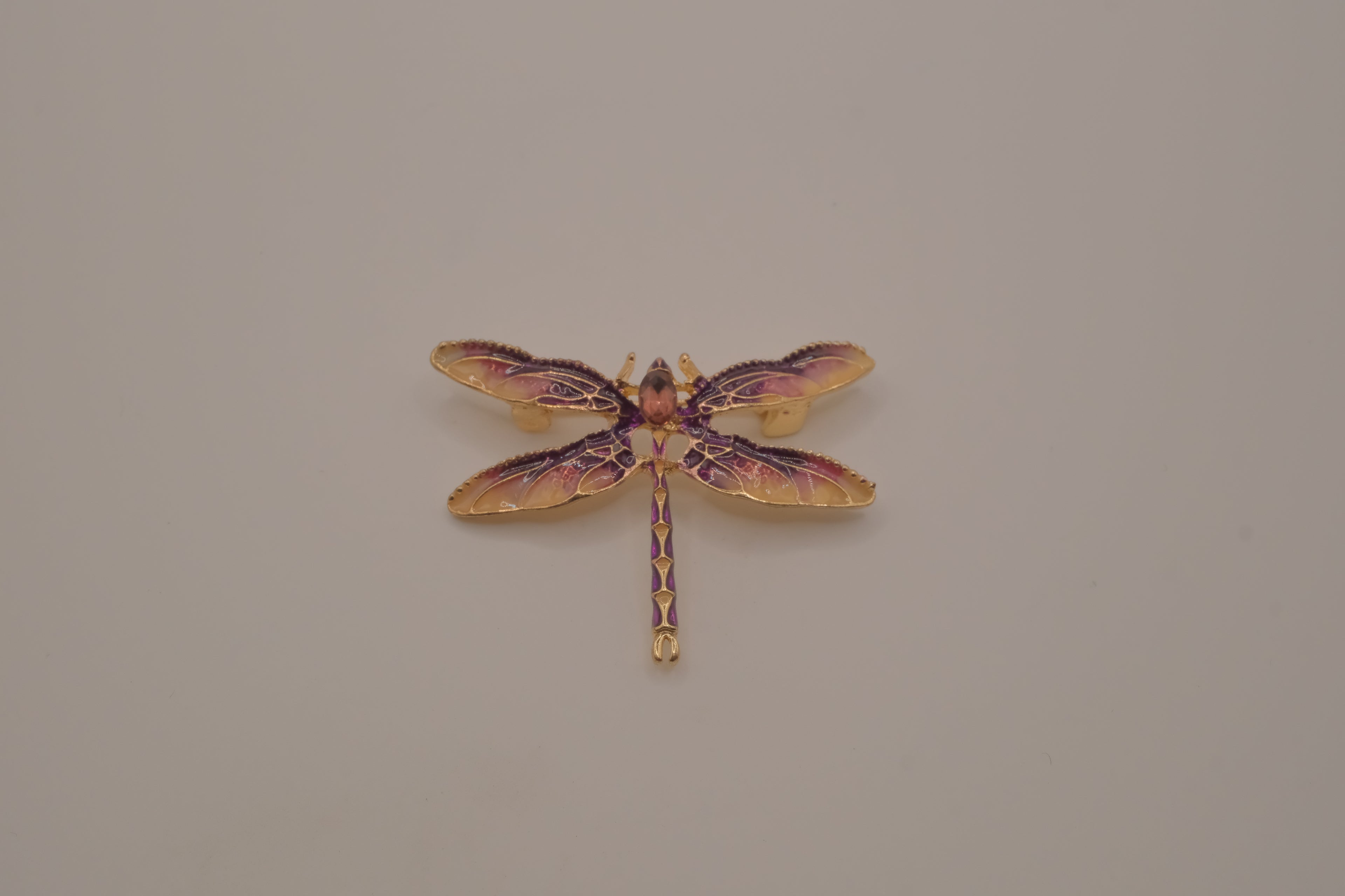 Purple enamel dragonfly brooch