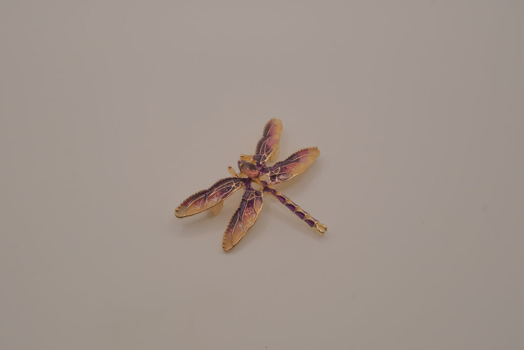 Purple enamel dragonfly brooch
