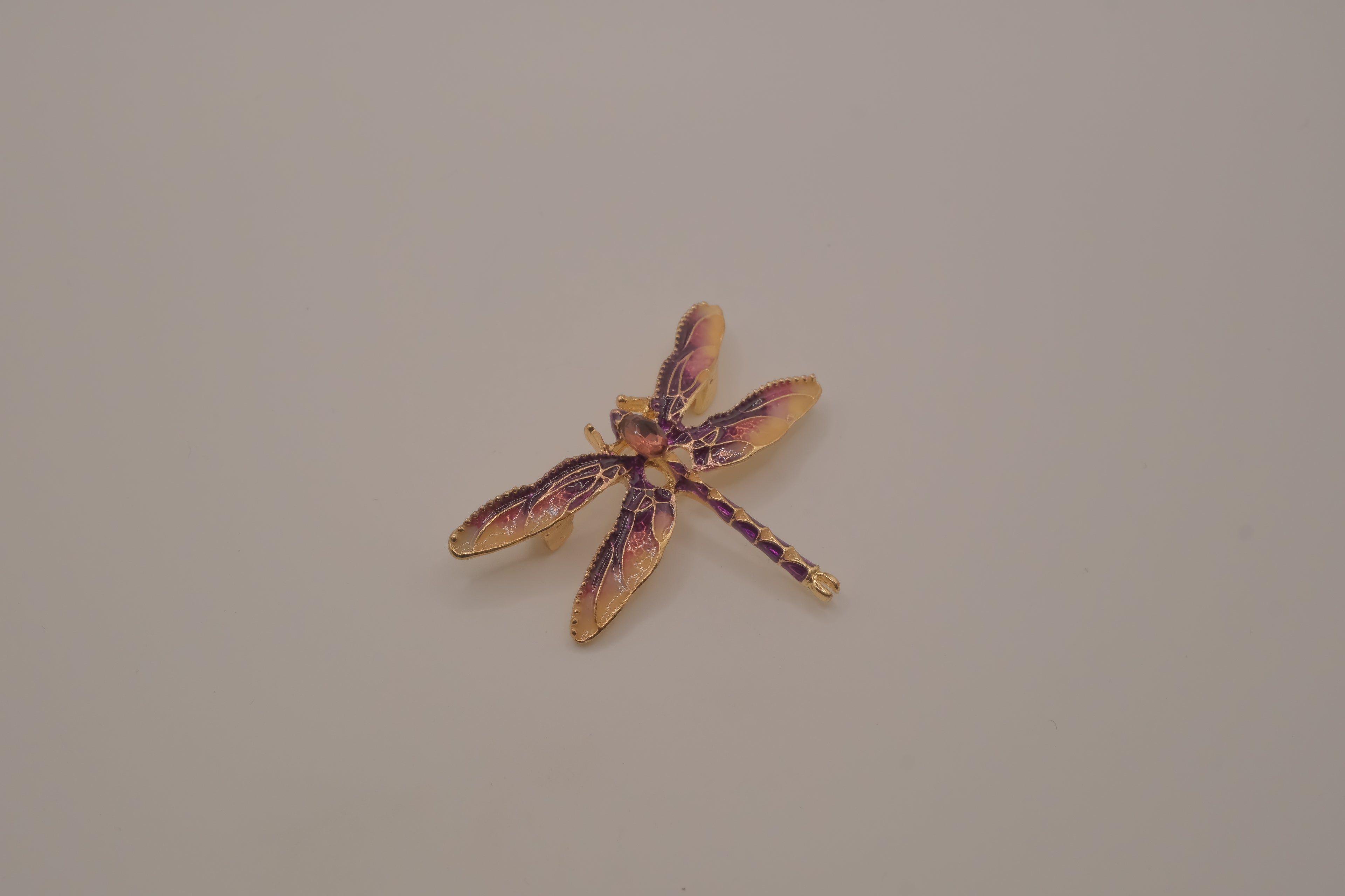Purple enamel dragonfly brooch