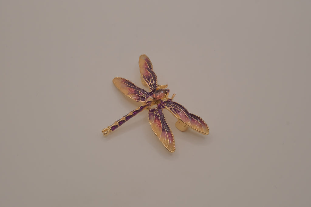 Purple enamel dragonfly brooch