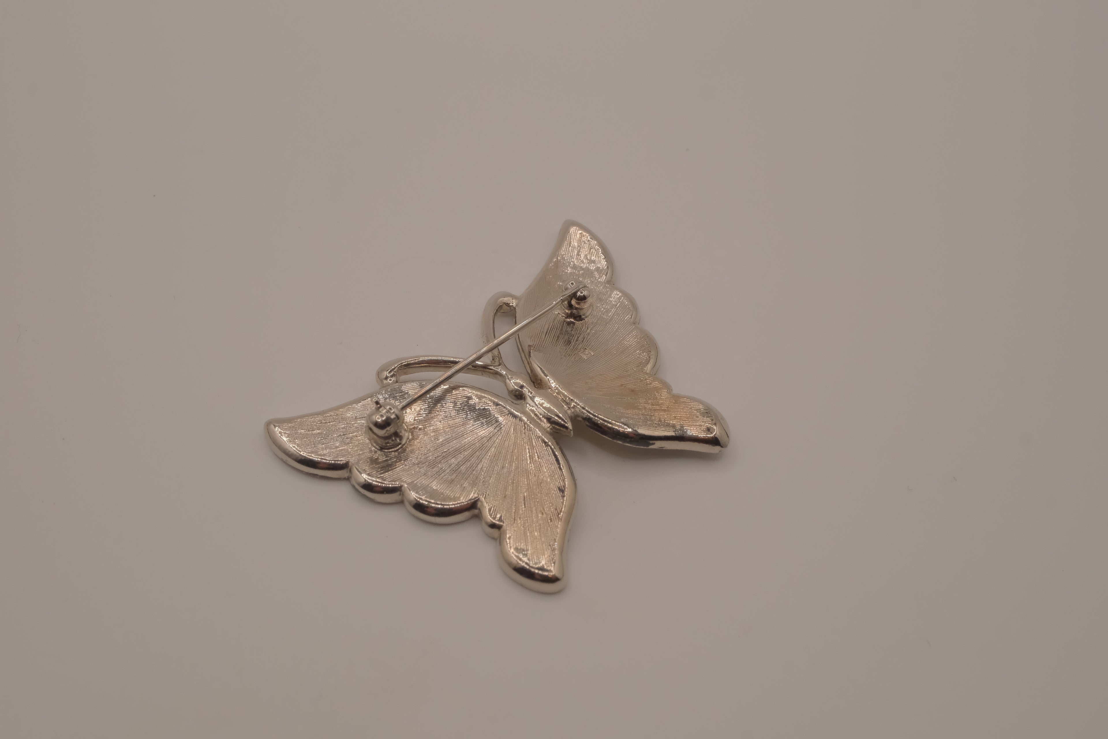 Vintage faux marcasite and Yellow enamel butterfly brooch