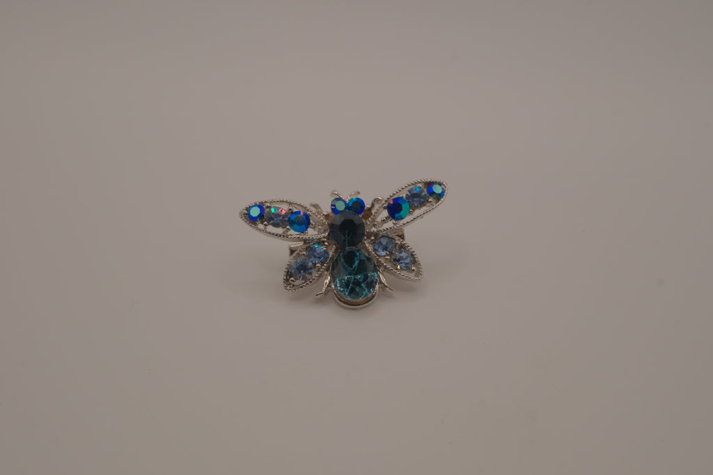 Blue crystal rhinestone Insect brooch