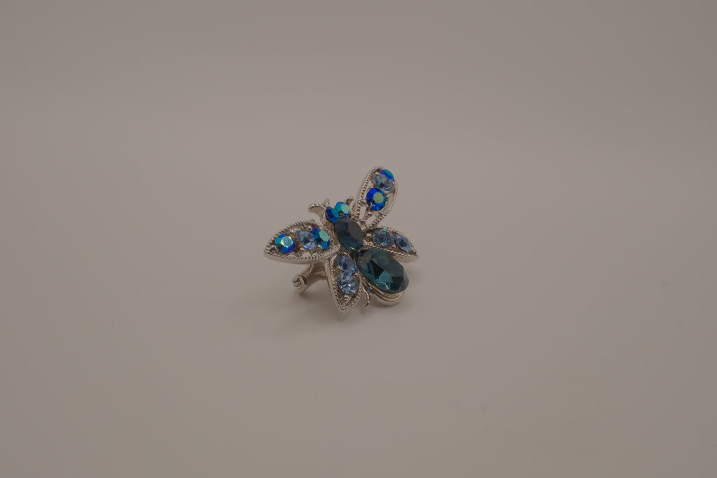 Blue crystal rhinestone Insect brooch