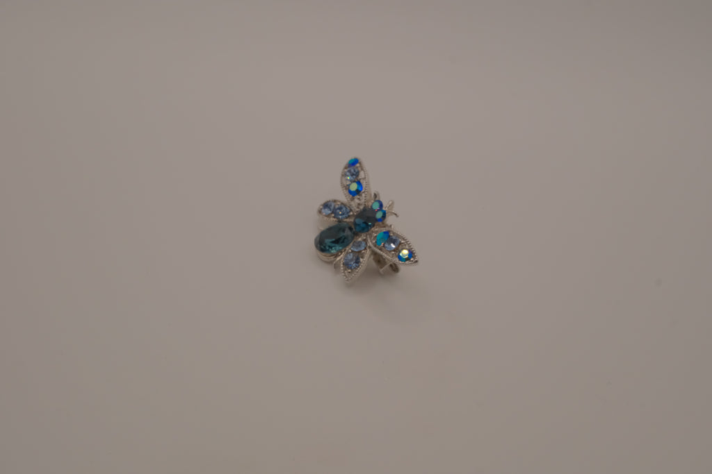Blue crystal rhinestone Insect brooch