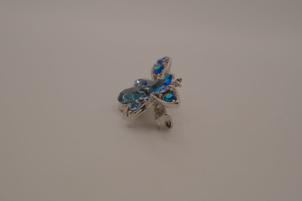 Blue crystal rhinestone Insect brooch