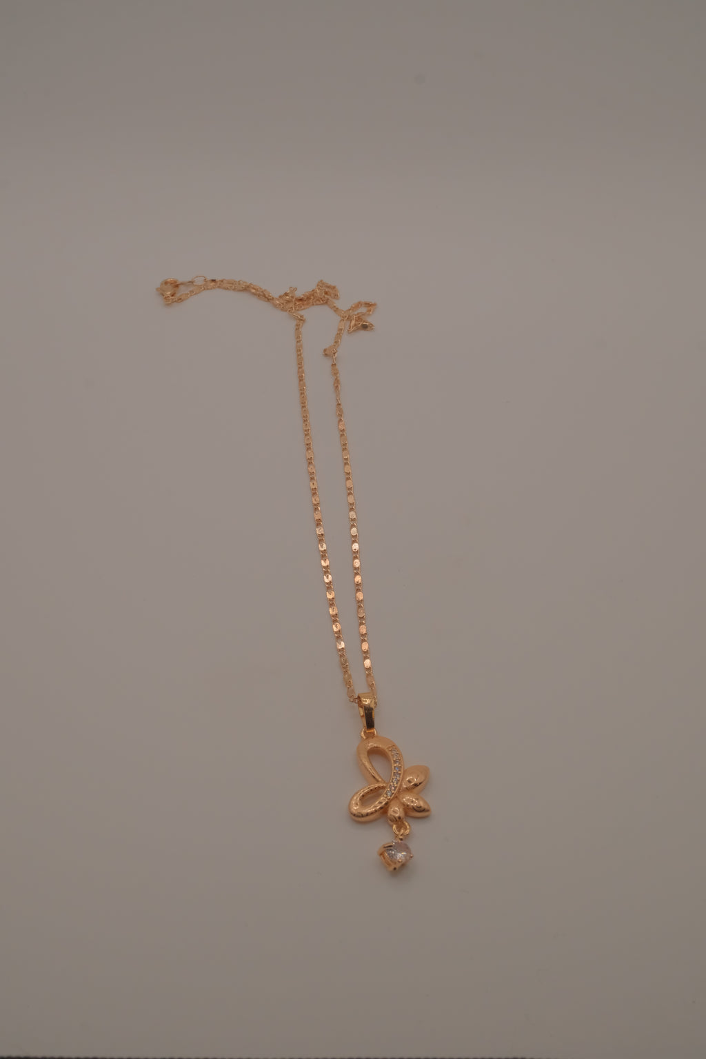 Rose Gold butterfly floral pendant necklace