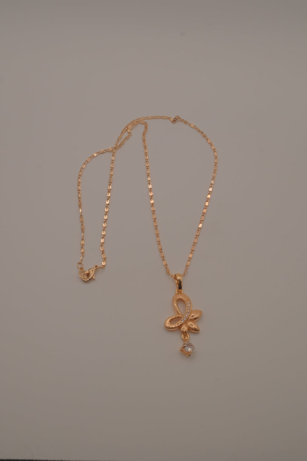 Rose Gold butterfly floral pendant necklace