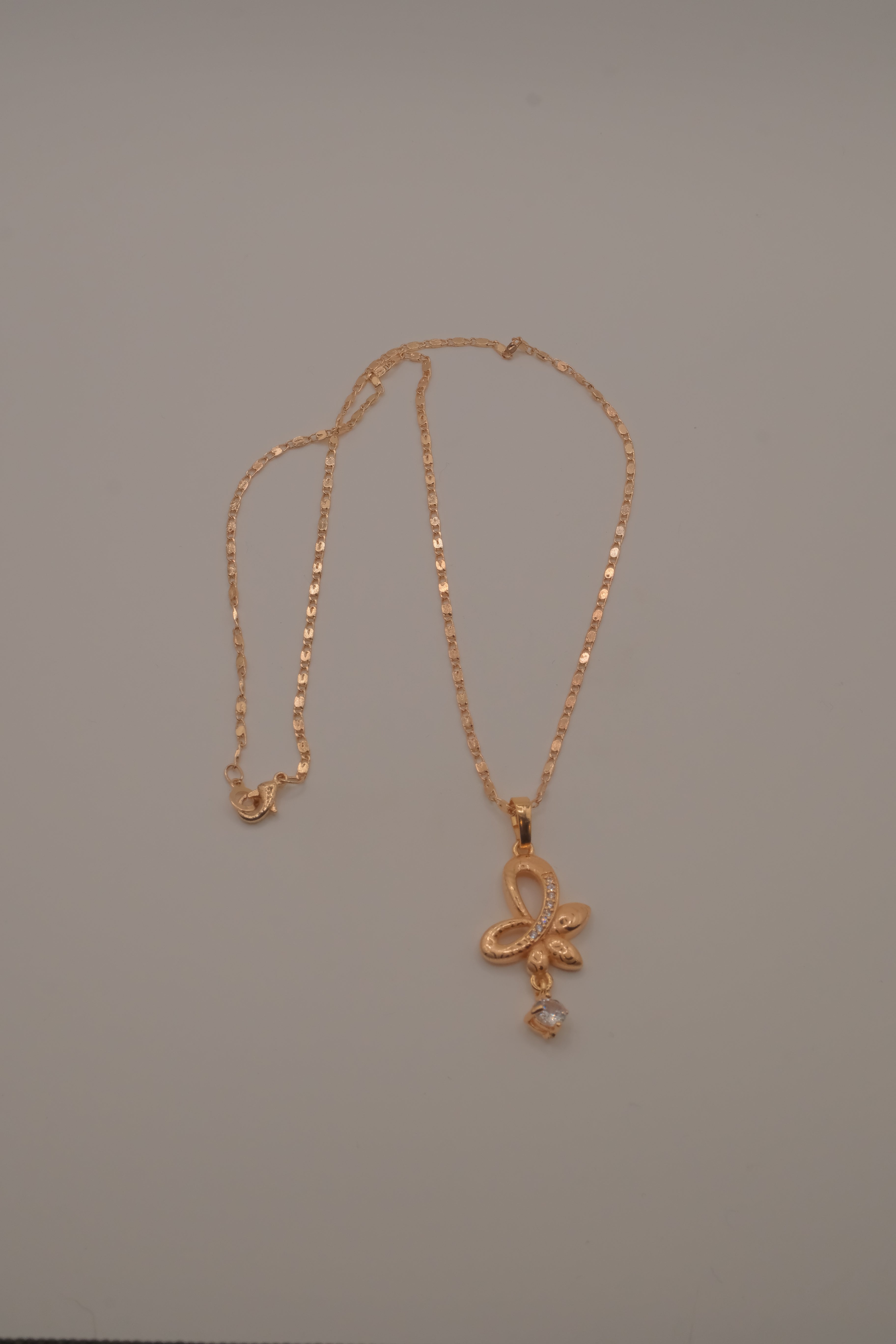 Rose Gold butterfly floral pendant necklace