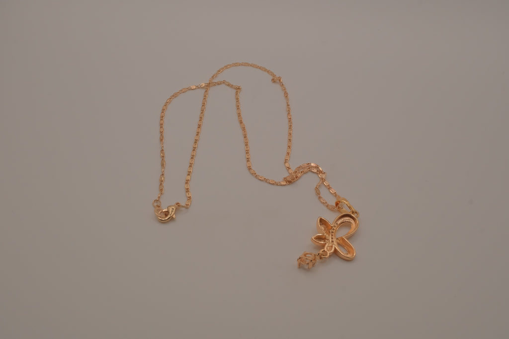Rose Gold butterfly floral pendant necklace