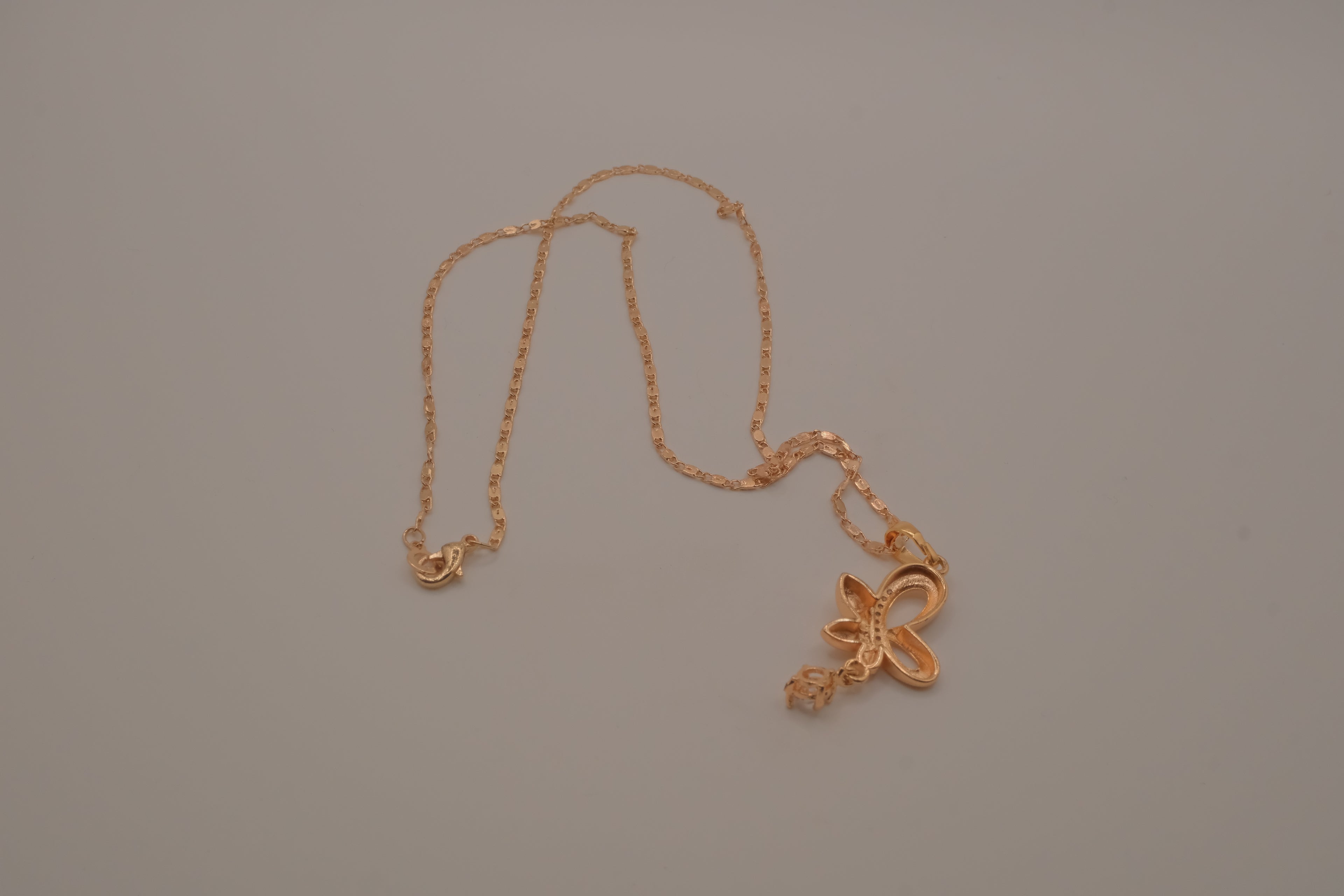 Rose Gold butterfly floral pendant necklace