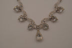 Vintage silver-tone rhinestone festoon necklace