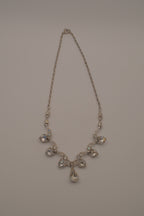 Vintage silver-tone rhinestone festoon necklace