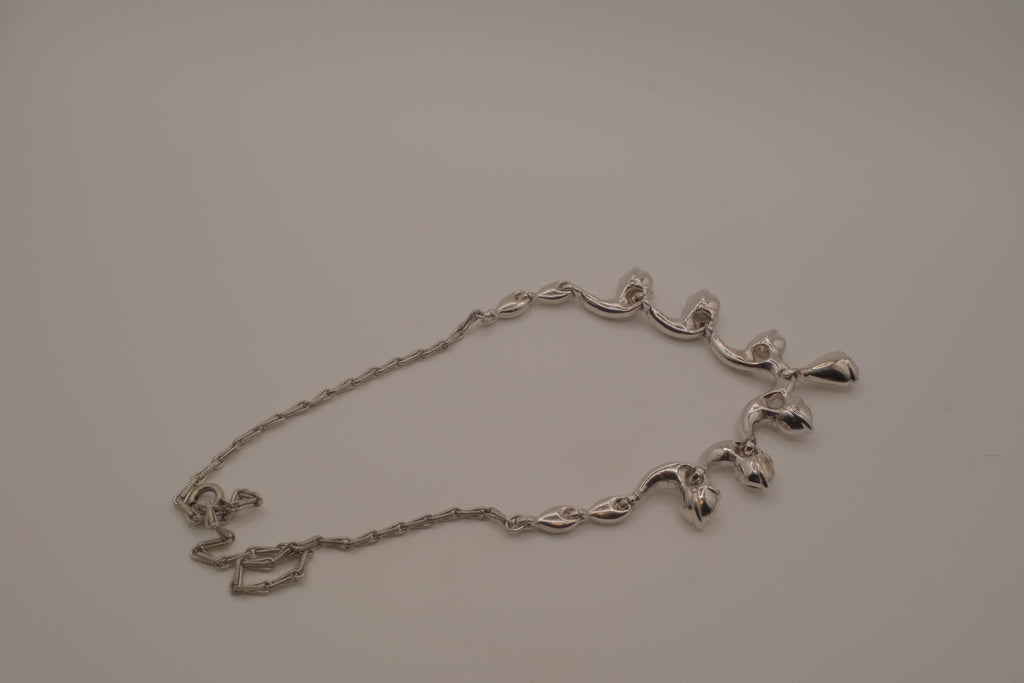 Vintage silver-tone rhinestone festoon necklace