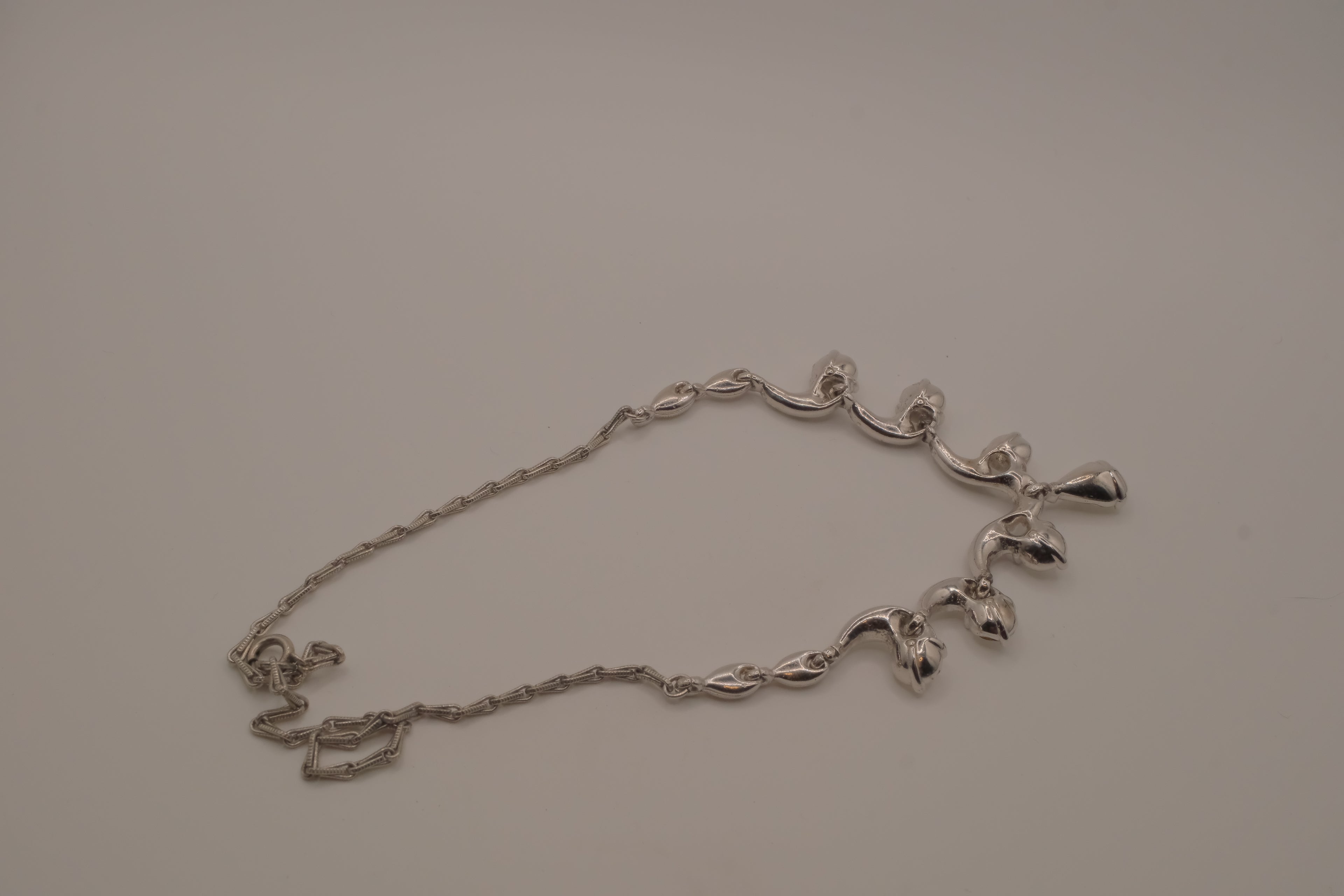 Vintage silver-tone rhinestone festoon necklace