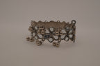 Silver Handcut Mirror and Ghungroo Studded Oxidised Cuff Bracelet