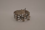 Silver Handcut Mirror and Ghungroo Studded Oxidised Cuff Bracelet