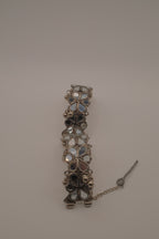 Silver Handcut Mirror and Ghungroo Studded Oxidised Cuff Bracelet
