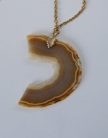 Natural Agate Stone Slice Necklace