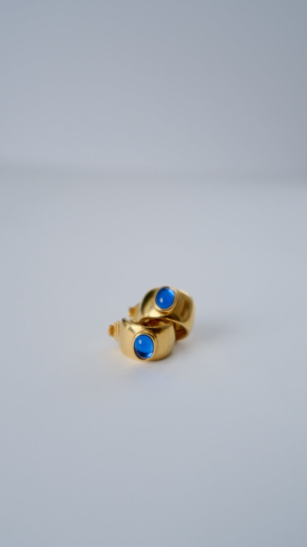 Monet Gold and Sapphire blue glass earrings