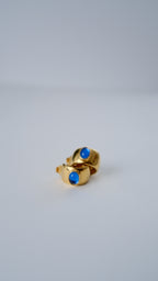 Monet Gold and Sapphire blue glass earrings