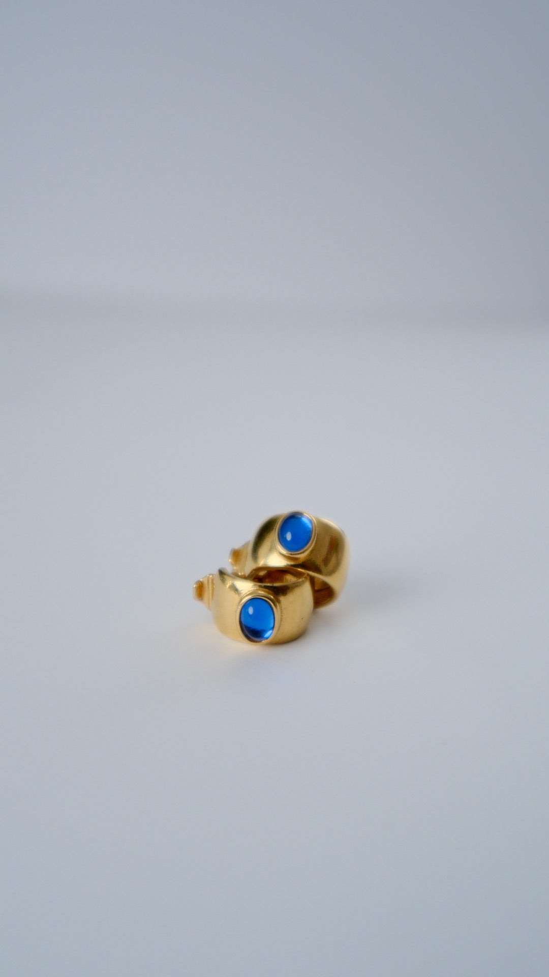 Monet Gold and Sapphire blue glass earrings