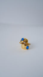 Monet Gold and Sapphire blue glass earrings