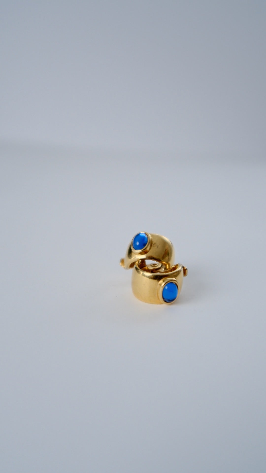 Monet Gold and Sapphire blue glass earrings