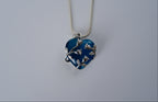 Vintage Silver Blue Glass Heart Necklace