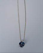 Vintage Silver Blue Glass Heart Necklace
