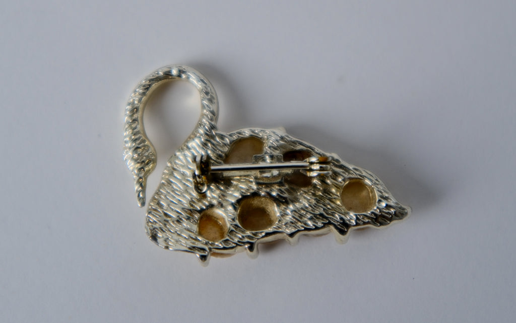 Vintage Mother of Pearl Swan Brooch