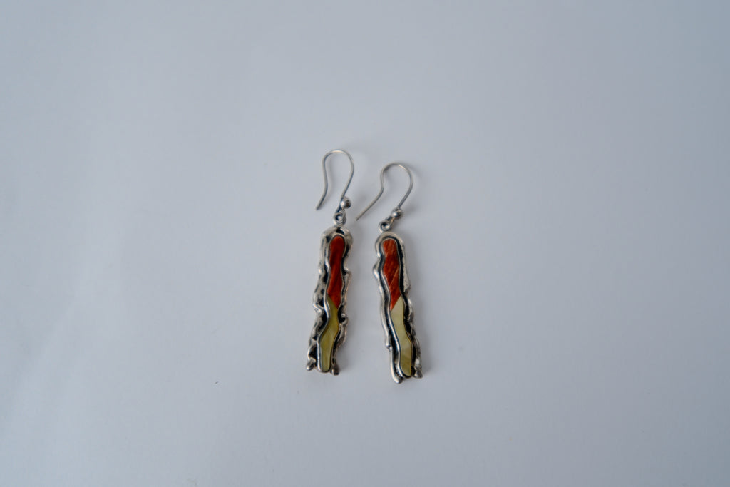 Vintage wavy sterling silver drop earrings