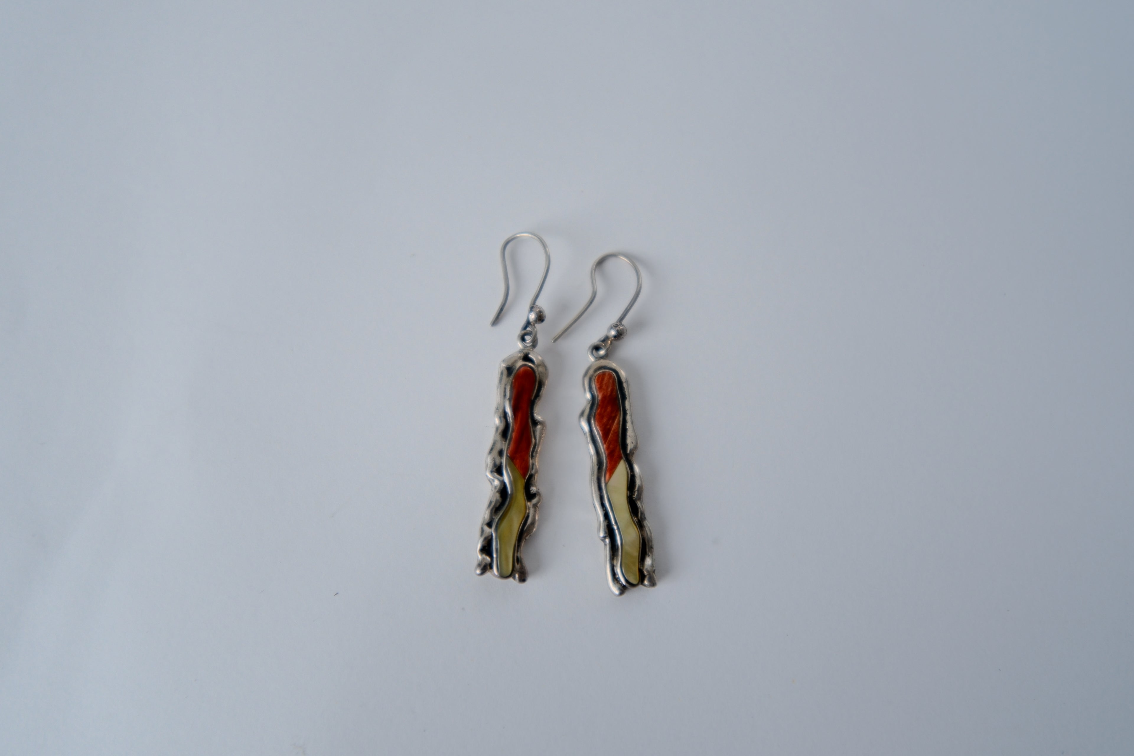 Vintage wavy sterling silver drop earrings