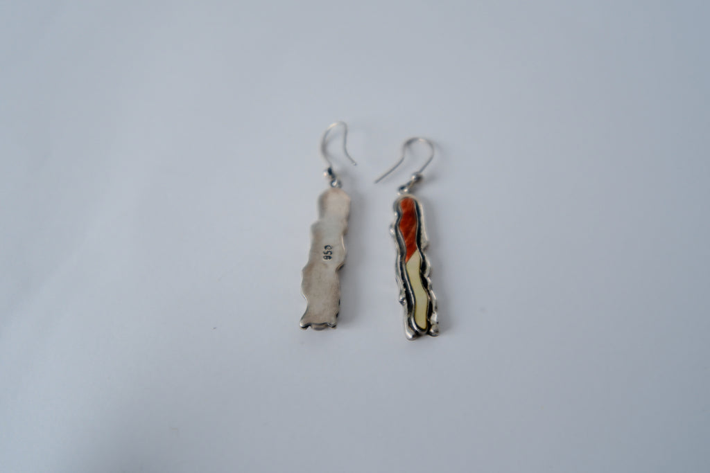 Vintage wavy sterling silver drop earrings