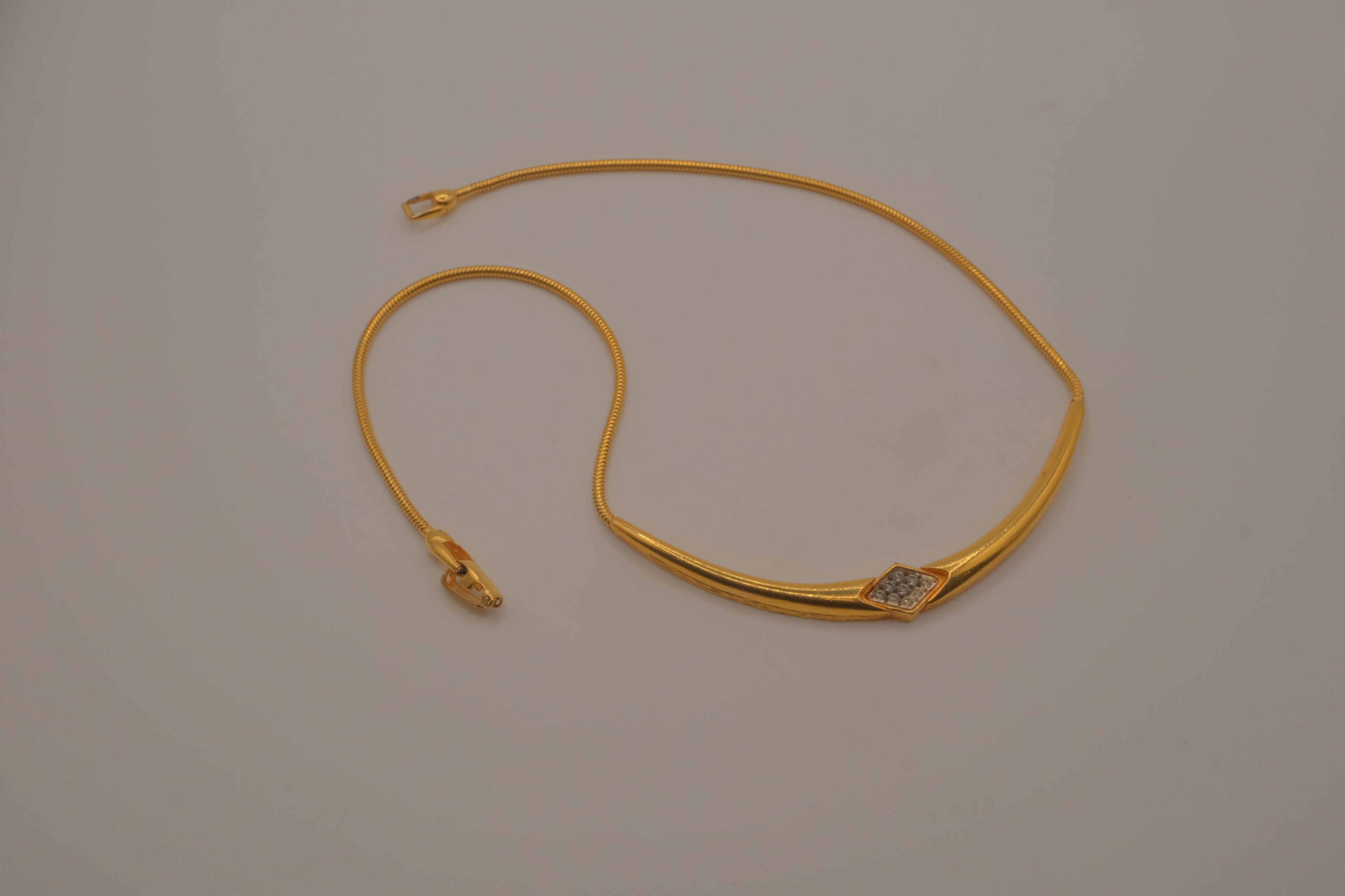 Vintage gold-toned rigid center necklace