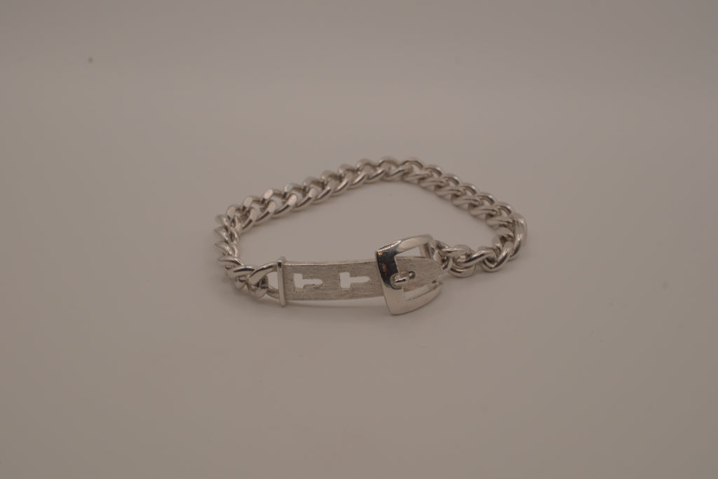 Vintage Avon silver-tone belt buckle chain bracelet