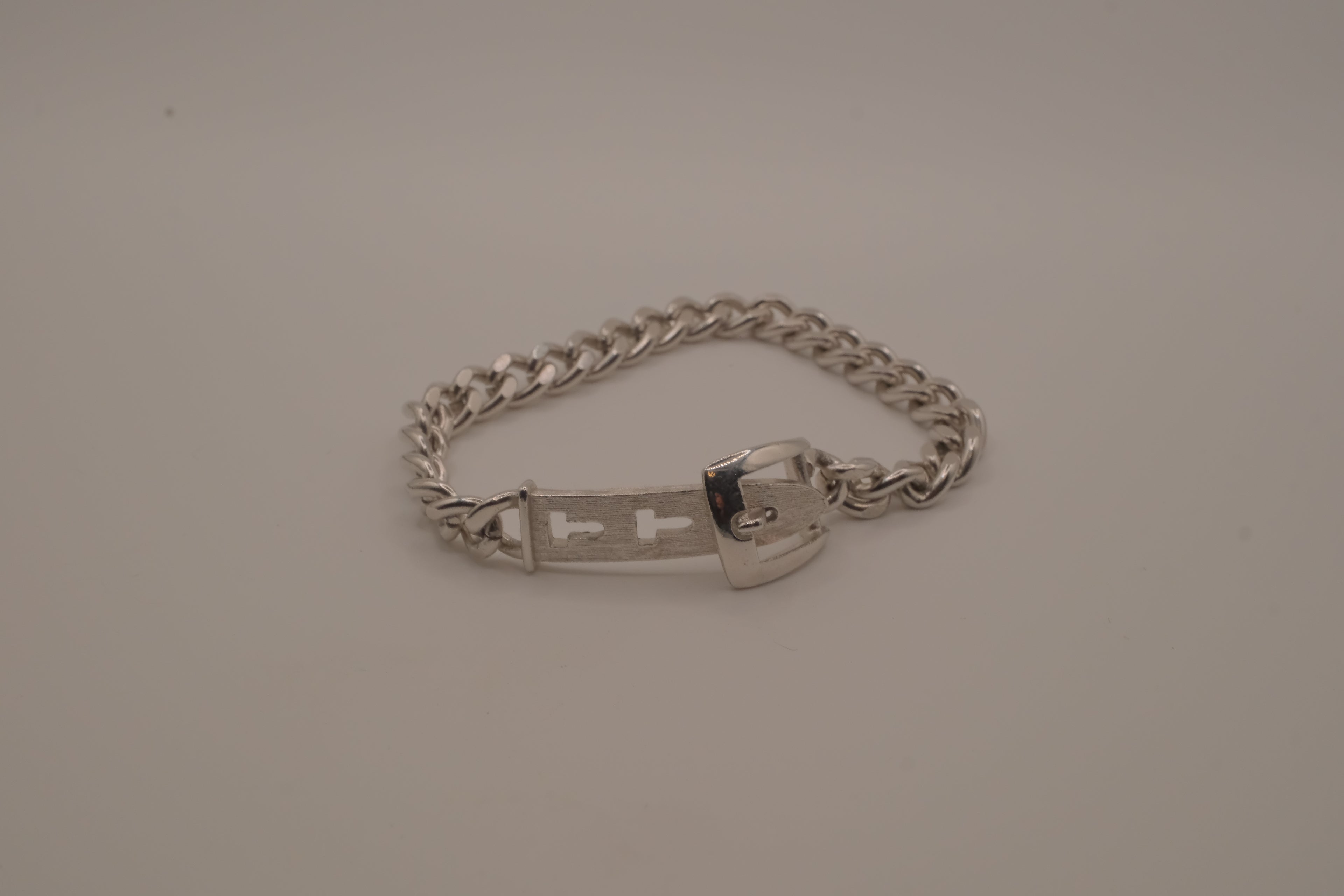 Vintage Avon silver-tone belt buckle chain bracelet