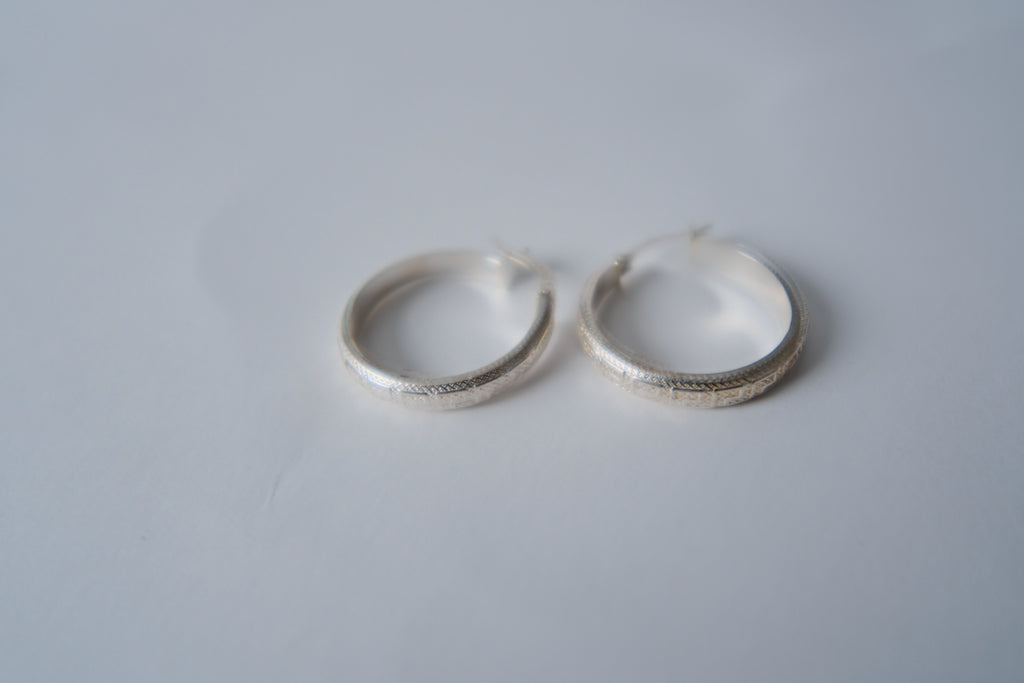 Vintage etched hoops