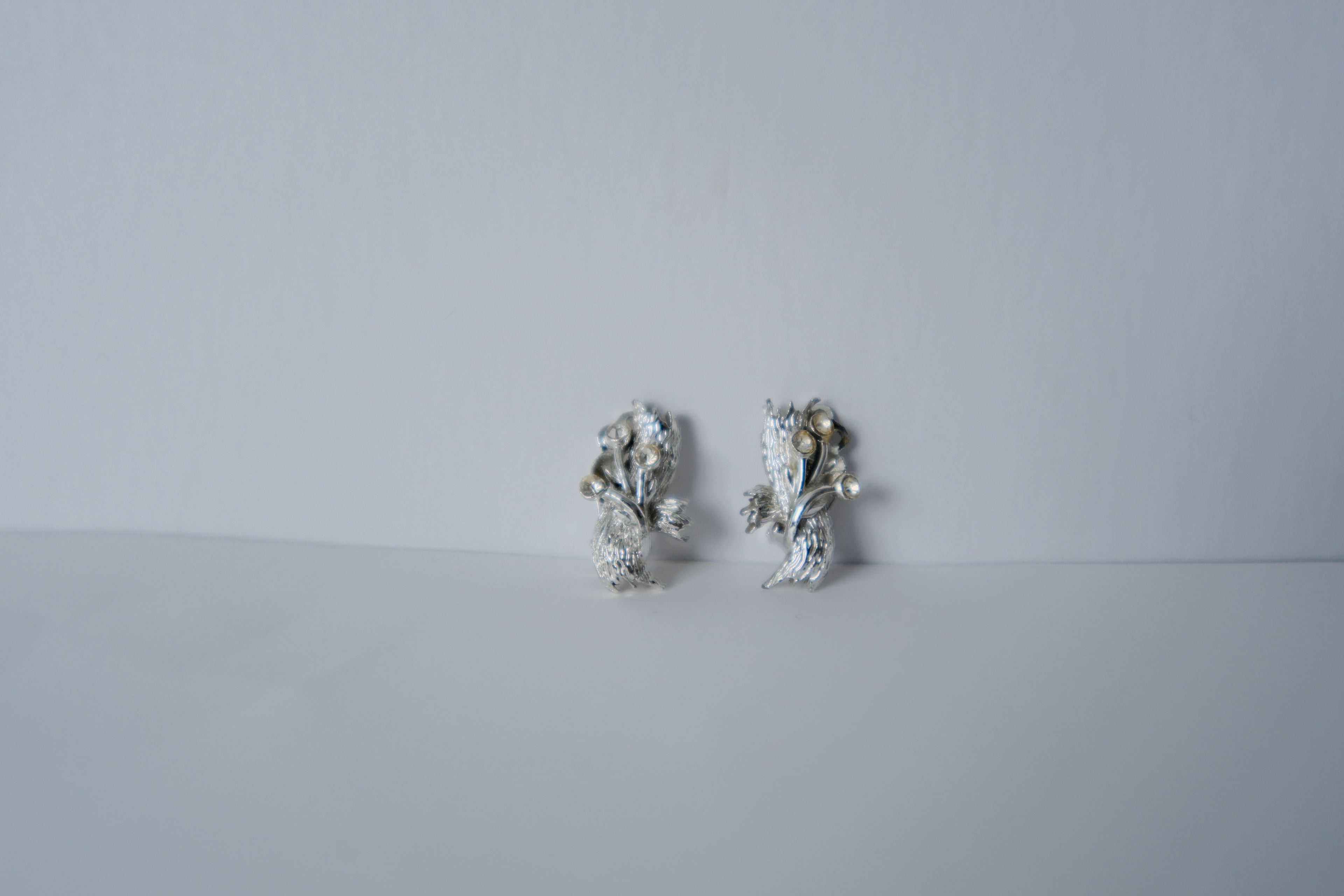 Vintage bouquet shaped silver-tone clip ons&nbsp;