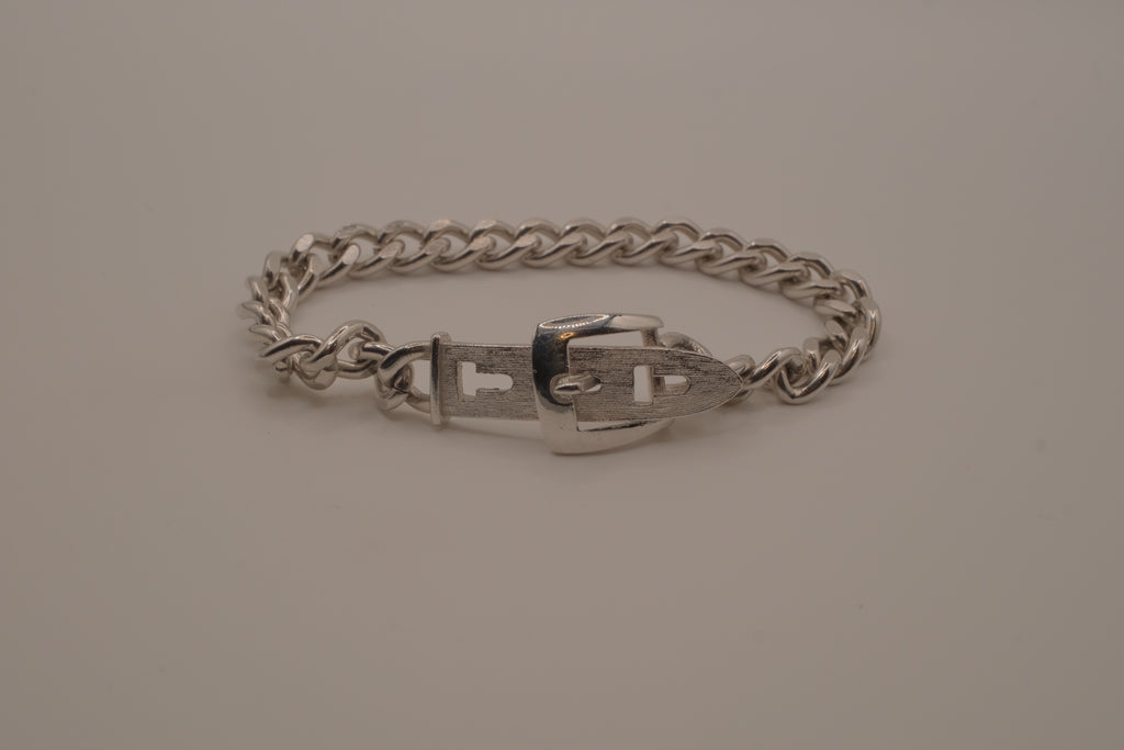 Vintage Avon silver-tone belt buckle chain bracelet