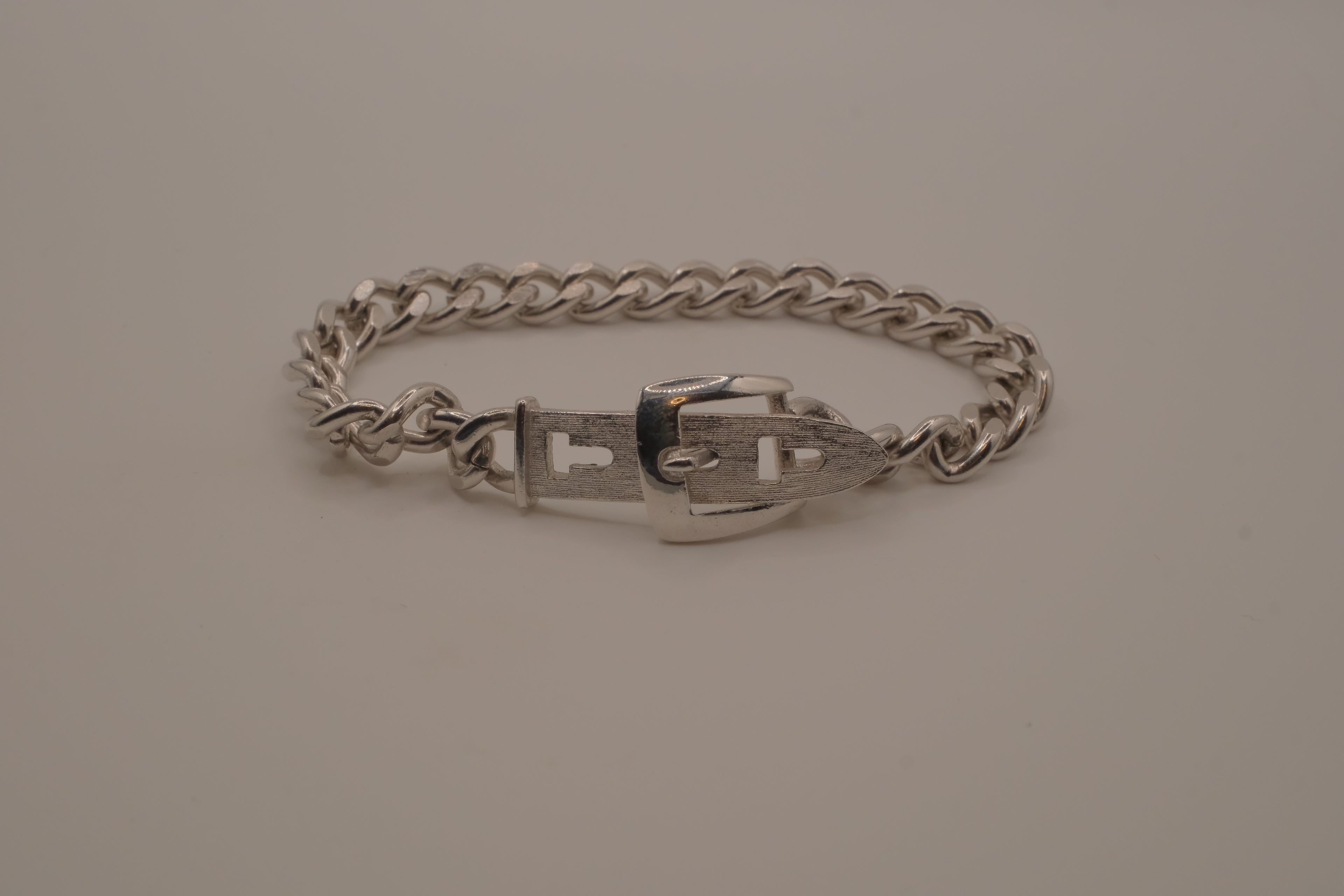 Vintage Avon silver-tone belt buckle chain bracelet
