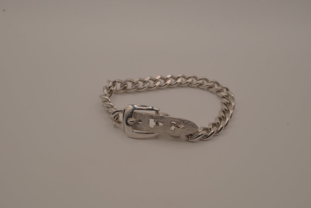 Vintage Avon silver-tone belt buckle chain bracelet