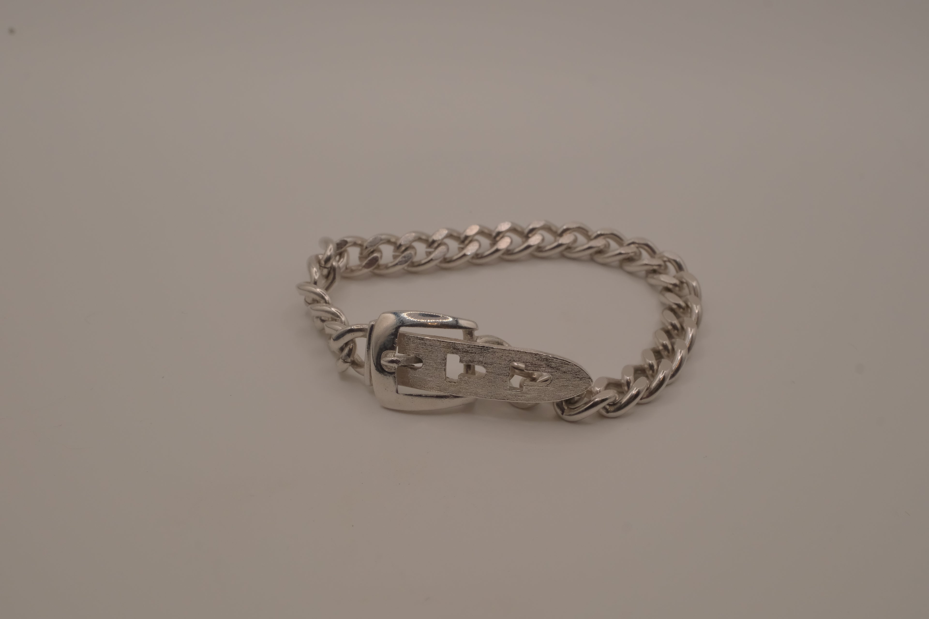 Vintage Avon silver-tone belt buckle chain bracelet