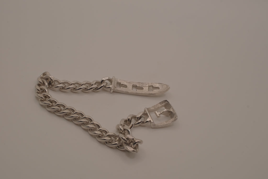 Vintage Avon silver-tone belt buckle chain bracelet