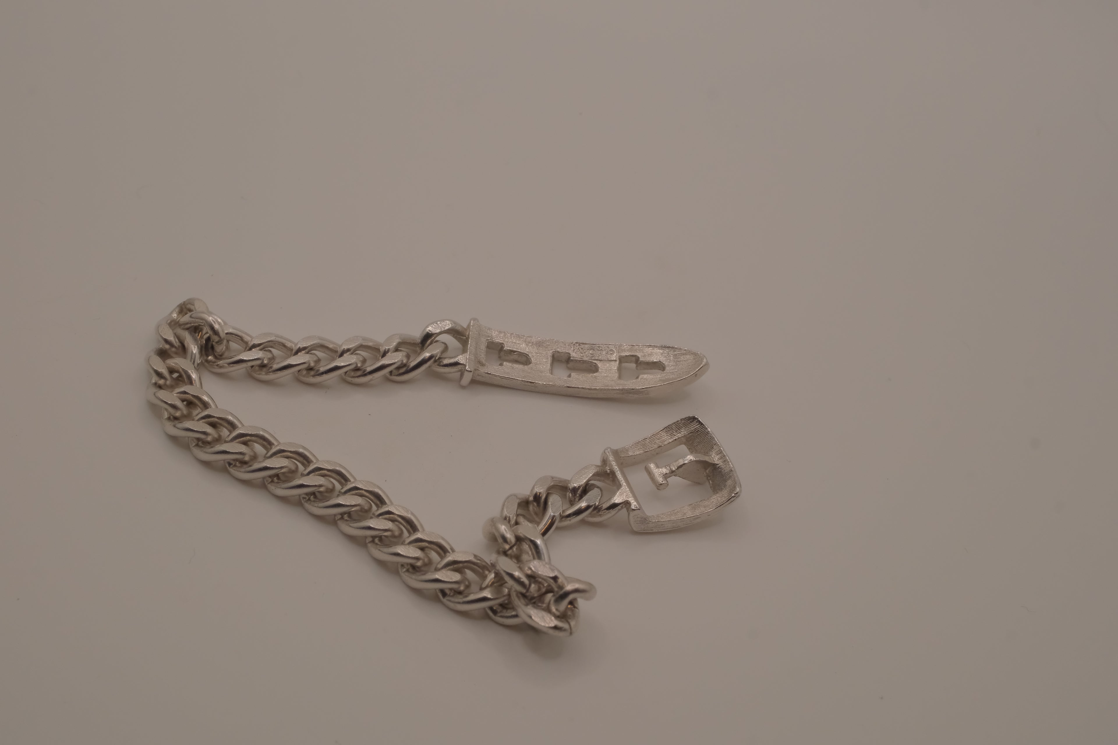 Vintage Avon silver-tone belt buckle chain bracelet
